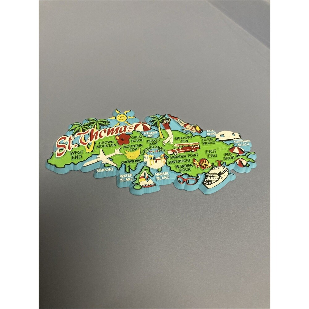 Retro St. Thomas U.S. Virgin Islands 3D Molded Map Refrigerator Magnet-GUC